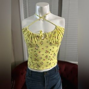 medium peasant style yello/multicolored tank top